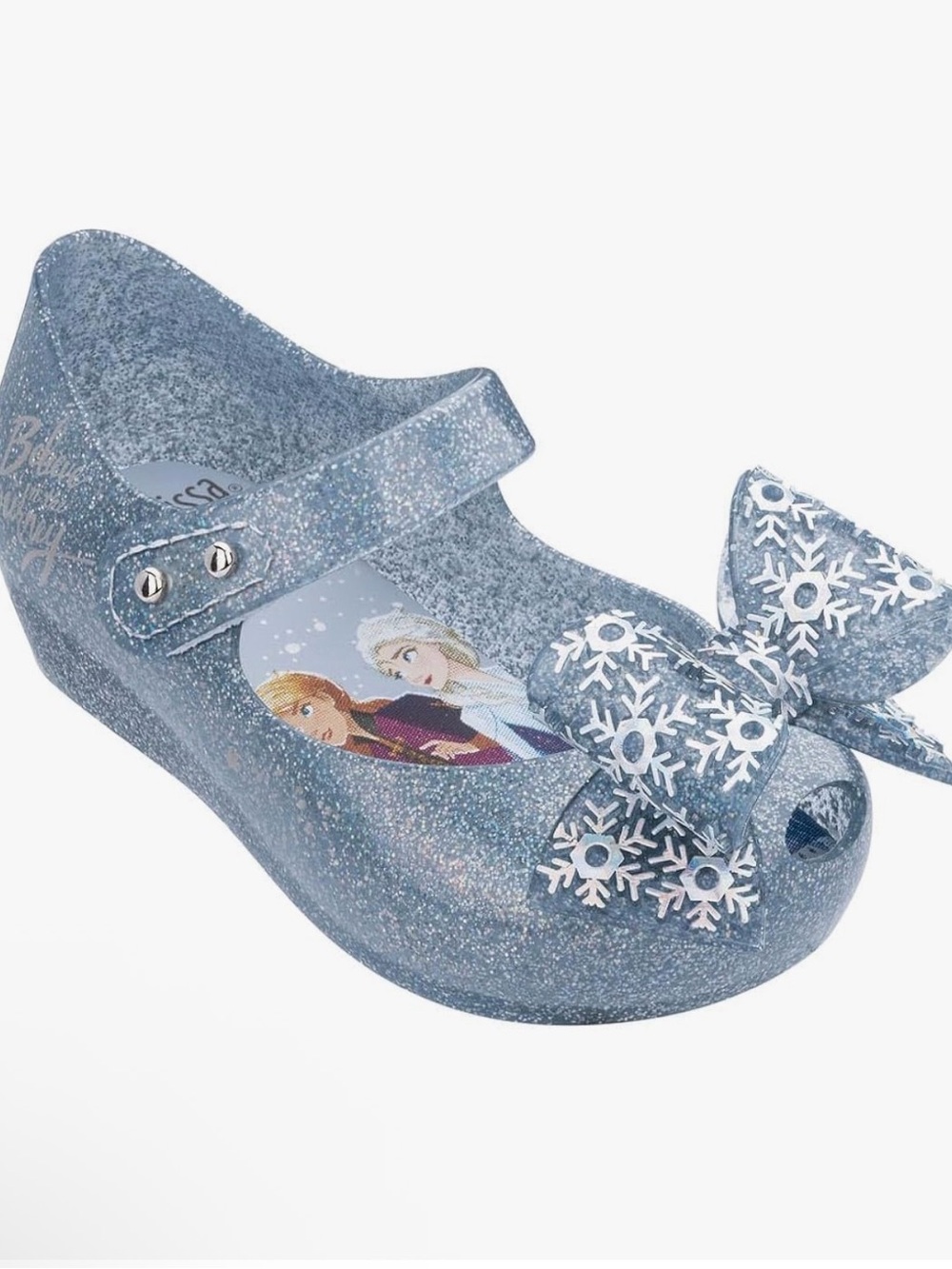 Mini Melissa Ultragirl + Disney Frozen Glitter Bow Maryjane FlSilver Blue size 9